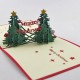 Handmade Origami Paper Craft Paperart 3d Popup Pop Up Two Xmas Christmas Card Pine Tree Greeting Card