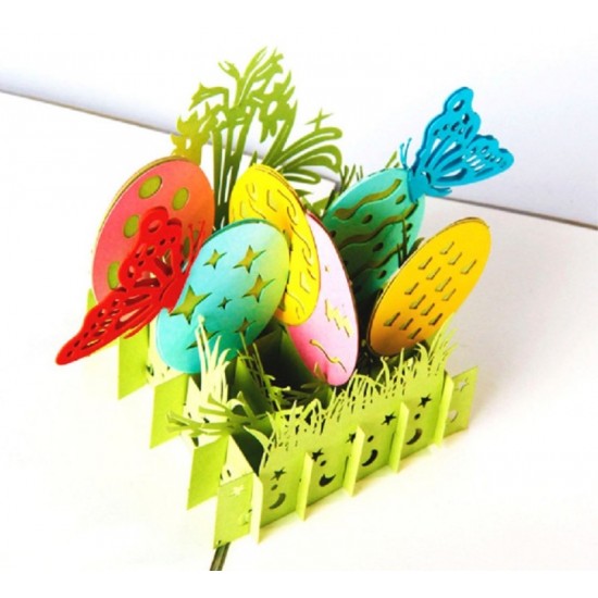 Handmade 3D Pop Up Card, Easter Card, Colourful Egg Butterfly Seasonal Greetings Celebrations Card, Blank Card 