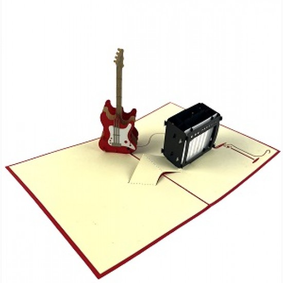 Handmade 3d Pop Up Card Electric Guitar Birthday Father's Day Music Live Band Concert Invitation Wedding Anniversary Valentine's Day