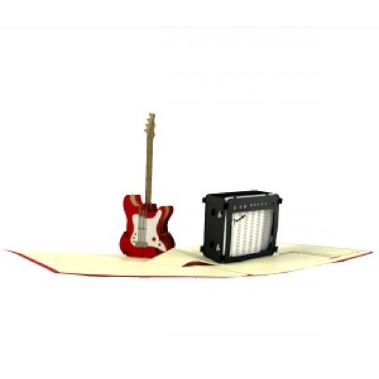 Handmade 3d Pop Up Card Electric Guitar Birthday Father's Day Music Live Band Concert Invitation Wedding Anniversary Valentine's Day