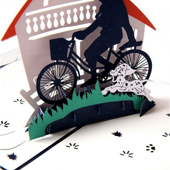 Handmade 3d Pop Up Father's Day Card Son Daughter Kid Child Daddy Dad Papa Bike Sweet Home Dog Birthday,holiday,leaving,cottage,country Ride