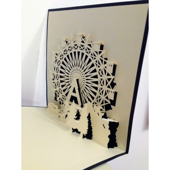 Handmade 3d Pop Up Popup Ferris Wheel Birthday Card Valentines Card Mother's Day Father's Day Easter Friendship Family Friends Origami Kirigami Him Her