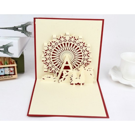 Handmade 3d Pop Up Popup Ferris Wheel Birthday Card Valentines Card Mother's Day Father's Day Easter Friendship Family Friends Origami Kirigami Him Her