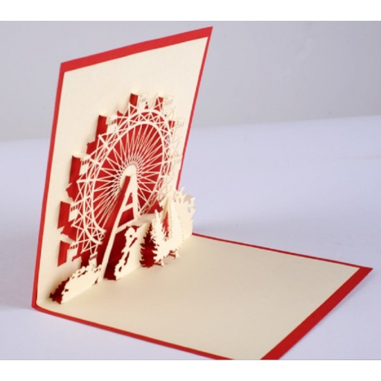 Handmade 3d Pop Up Popup Ferris Wheel Birthday Card Valentines Card Mother's Day Father's Day Easter Friendship Family Friends Origami Kirigami Him Her