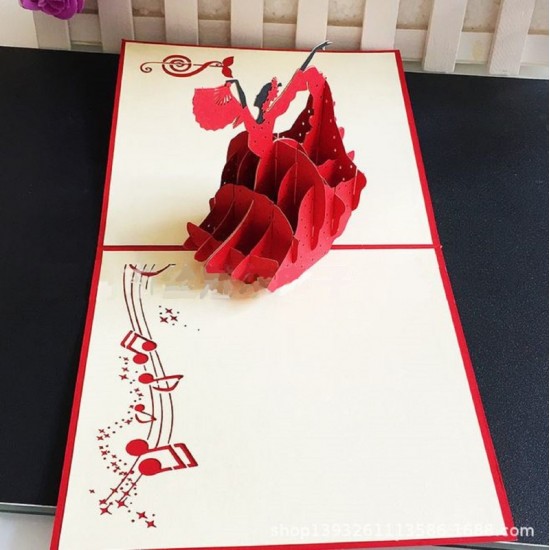 Handmade 3d Pop Up Birthday Card Flamingo Dancer Lady Woman In Red,christmas,valentines Day,wedding Anniversary,graduation,party Invitation