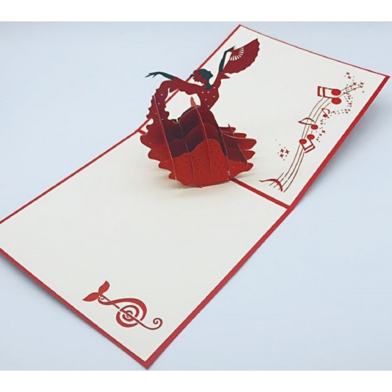 Handmade 3d Pop Up Birthday Card Flamingo Dancer Lady Woman In Red,christmas,valentines Day,wedding Anniversary,graduation,party Invitation