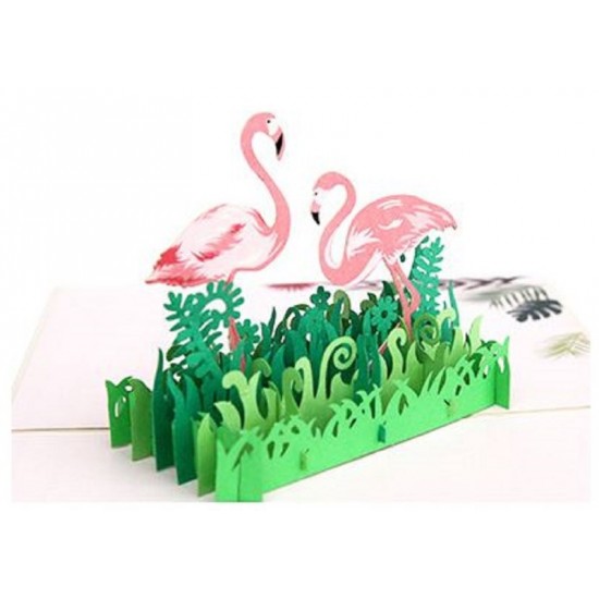 Handmade 3d Pop Up Greeting Card Pink Flamingo Bird Birthday, Christmas, Valentines Day, Mother's Day Papercraft Gift