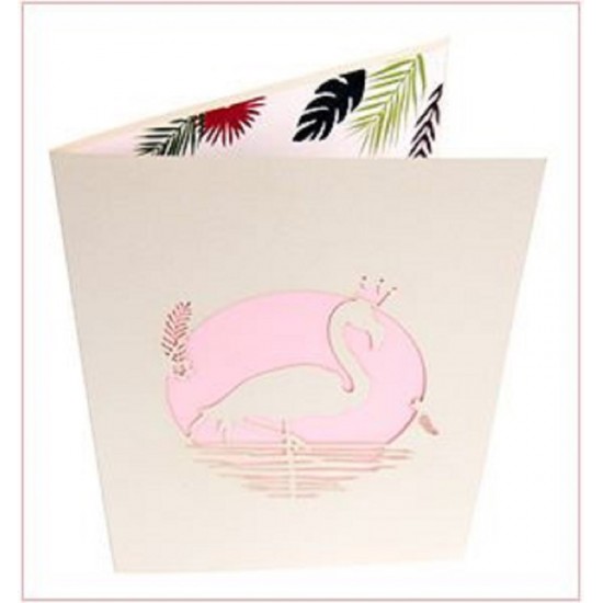 Handmade 3d Pop Up Greeting Card Pink Flamingo Bird Birthday, Christmas, Valentines Day, Mother's Day Papercraft Gift