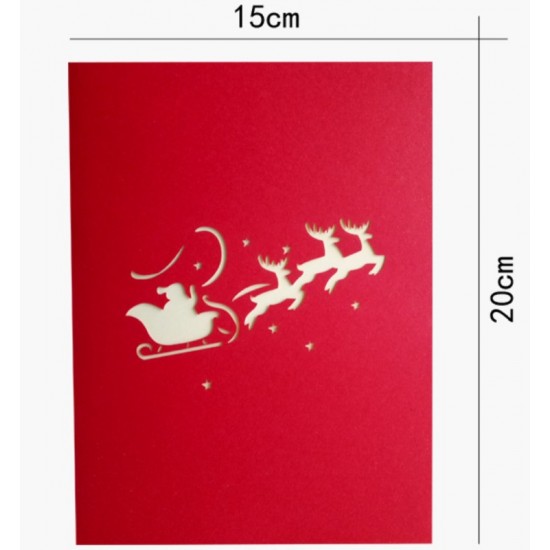 Handmade 3d Popup Christmas Card Flying Reindeer Santa Claus Greeting Card Night Express Gift Delivery Silent Night Eve Lapland Mythology Party Invitation