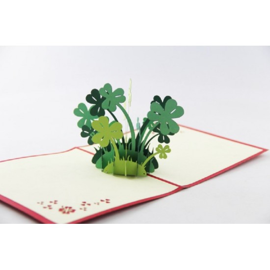 Handmade 3d Pop Up Card Four Leaf Clover Birthday Graduation St Patrick Day Wedding Anniversary Valentines Day Father's Day Mother's Day Baby Birth Shower Gift