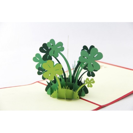 Handmade 3d Pop Up Card Four Leaf Clover Birthday Graduation St Patrick Day Wedding Anniversary Valentines Day Father's Day Mother's Day Baby Birth Shower Gift