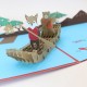 Handmade 3D Popup Card Birthday Wedding Anniversary Valentines Day Holiday Vacation Canoe Fox Bear Team Punting River Fish Tree Country Home