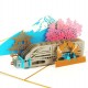 Handmade 3d Pop Up Card Japan Fuji Mountain Sumo Warriors High Speed Railway Train Sakura Cherry Blossom Gazebo Wedding Anniversary Valentines Day Father's Day Mother's Day Greeting