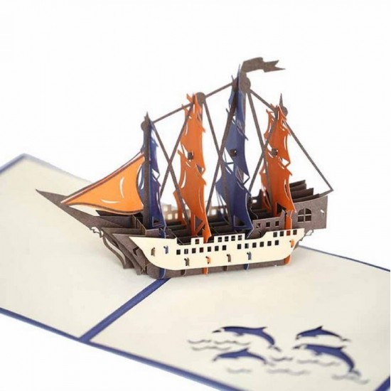 Handmade 3d Pop Up Card Medieval Galleon Boat Military Ship Birthday,father's Day,mothers Day,wedding Anniversary,leaving,holiday Invitation