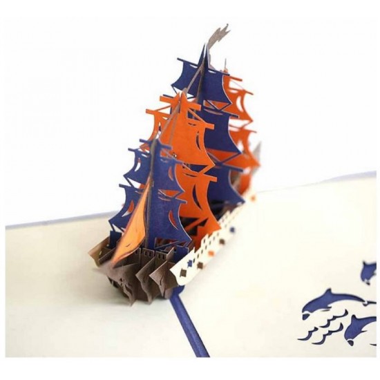 Handmade 3d Pop Up Card Medieval Galleon Boat Military Ship Birthday,father's Day,mothers Day,wedding Anniversary,leaving,holiday Invitation