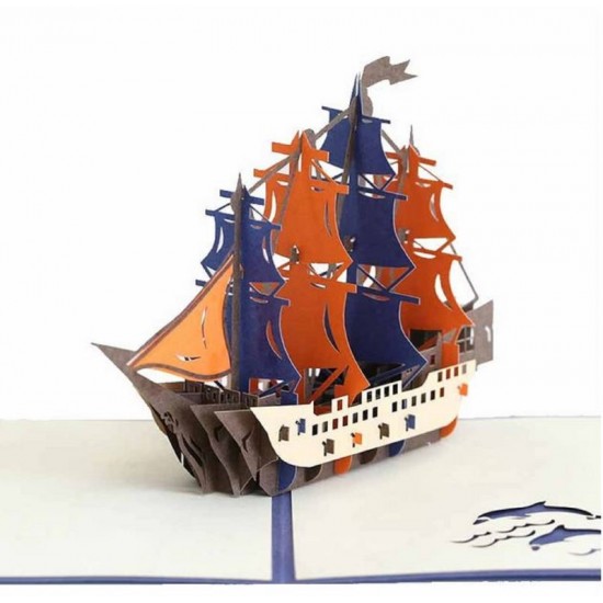 Handmade 3d Pop Up Card Medieval Galleon Boat Military Ship Birthday,father's Day,mothers Day,wedding Anniversary,leaving,holiday Invitation