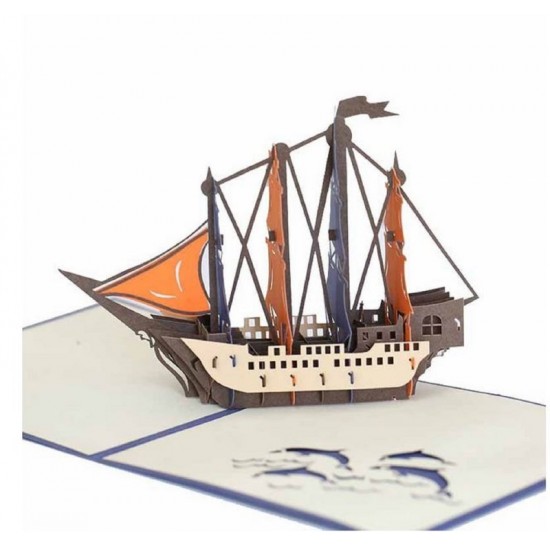 Handmade 3d Pop Up Card Medieval Galleon Boat Military Ship Birthday,father's Day,mothers Day,wedding Anniversary,leaving,holiday Invitation