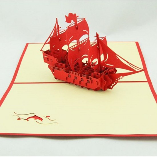 Handmade 3d Pop Up Card Medieval Galleon Sailing Ship Spanish Armada Birthday Card, Christmas Card, Wedding Anniversary, New Year, Valentines Day, Mother's Day, Father's Day, Graduation, Retirement And All Occasions