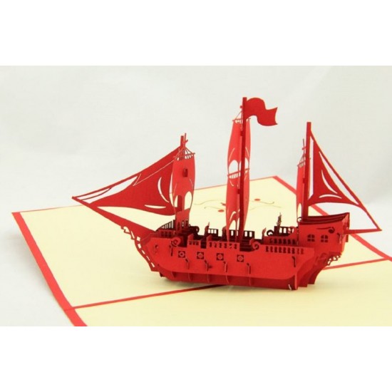 Handmade 3d Pop Up Card Medieval Galleon Sailing Ship Spanish Armada Birthday Card, Christmas Card, Wedding Anniversary, New Year, Valentines Day, Mother's Day, Father's Day, Graduation, Retirement And All Occasions