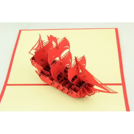 Handmade 3d Pop Up Card Medieval Galleon Sailing Ship Spanish Armada Birthday Card, Christmas Card, Wedding Anniversary, New Year, Valentines Day, Mother's Day, Father's Day, Graduation, Retirement And All Occasions