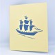 Handmade 3D Pop Up Card Vintage Blue White Galleon Boat Ship Vessel Birthday,father's Day,wedding Anniversary,graduation,valentine's Day Gift