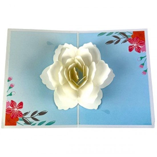 Handmade 3d Pop Up Card White Gardenia Flower,birthday,wedding Anniversary,thank You,mother's Day,leaving,housewarming,valentine's Day,big Day