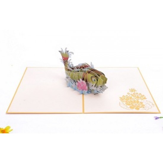 Handmade 3D Pop Up Card Gold Fish birthday Mother's Day Anniversary New Home New Pet Good Luck Chinese New Year