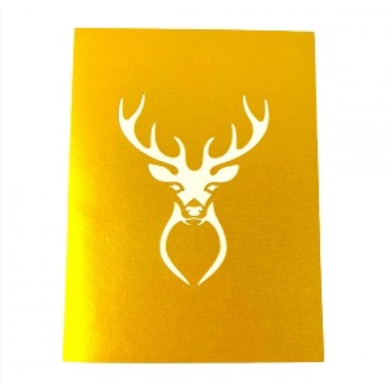 BC Worldwide Ltd handmade 3D pop up Christmas card gold reindeer seasonal greetings, blank card, celebrations card, Xmas gift, decorations, ornaments