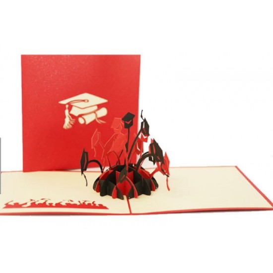 Handmade 3D Pop Up Graduation Card Graduate Hat Academic Cap Congratulations Tossing Your Hats Best Friend Boyfriend Girlfriend Son Daughter