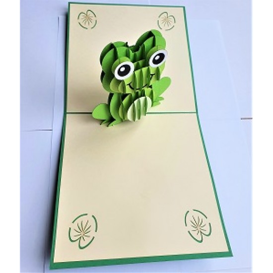 Handmade 3d Pop Up Card Green Frog Birthday Greeting Card Celebrations Card Father's Day Wedding Anniversary Valentines Day Mother's Day Baby Birth Baby Shower