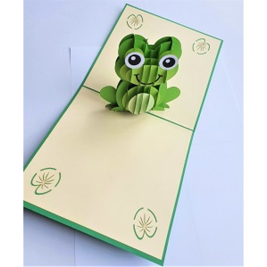 Handmade 3d Pop Up Card Green Frog Birthday Greeting Card Celebrations Card Father's Day Wedding Anniversary Valentines Day Mother's Day Baby Birth Baby Shower