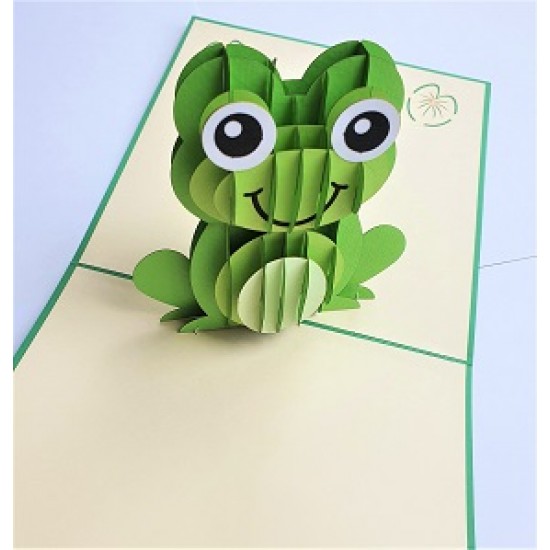 Handmade 3d Pop Up Card Green Frog Birthday Greeting Card Celebrations Card Father's Day Wedding Anniversary Valentines Day Mother's Day Baby Birth Baby Shower