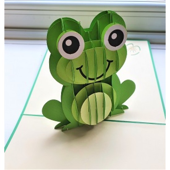 Handmade 3d Pop Up Card Green Frog Birthday Greeting Card Celebrations Card Father's Day Wedding Anniversary Valentines Day Mother's Day Baby Birth Baby Shower