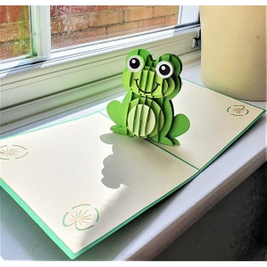 Handmade 3d Pop Up Card Green Frog Birthday Greeting Card Celebrations Card Father's Day Wedding Anniversary Valentines Day Mother's Day Baby Birth Baby Shower