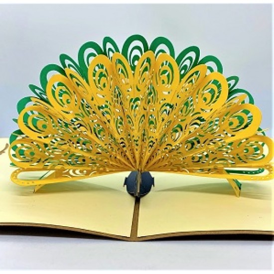 Handmade 3d Pop Up Card Green Peacock Happy Birthday Father's Day Wedding Anniversary Valentine's Day Stag Night Hen Party Gift