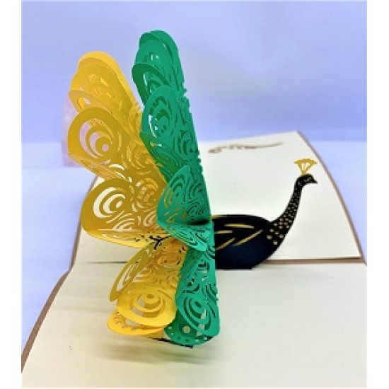 Handmade 3d Pop Up Card Green Peacock Happy Birthday Father's Day Wedding Anniversary Valentine's Day Stag Night Hen Party Gift