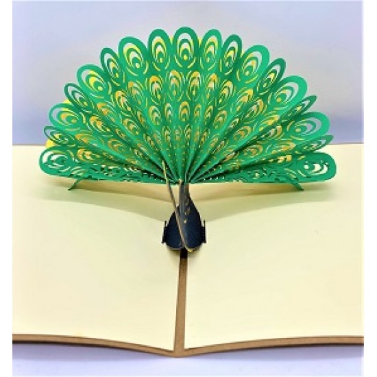 Handmade 3d Pop Up Card Green Peacock Happy Birthday Father's Day Wedding Anniversary Valentine's Day Stag Night Hen Party Gift