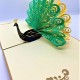 Handmade 3d Pop Up Card Green Peacock Happy Birthday Father's Day Wedding Anniversary Valentine's Day Stag Night Hen Party Gift