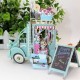 4D pop up card Festooned Vehicle Flower Van Truck Cart Birthday Card Paris Vintage Street Market Vendor Sunflower Rose Bouquet Garden