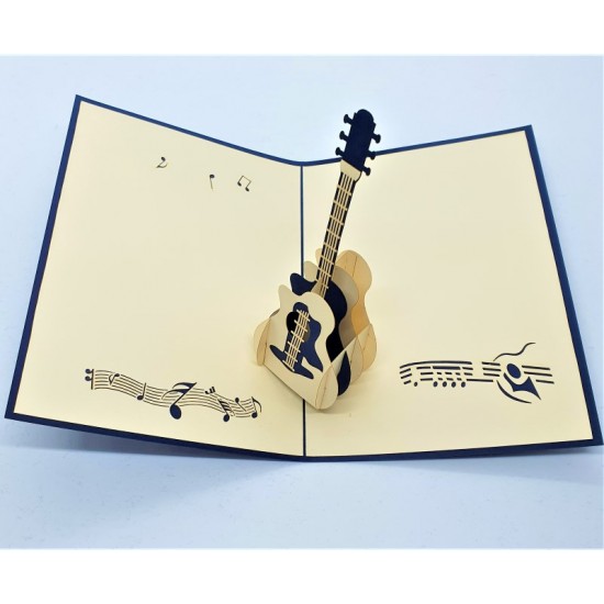 Handmade 3D Pop Up Card Guitar Happy Birthday Wedding Anniversary Valentine's Day Father's Day Graduation Blank Greetings Music Gift