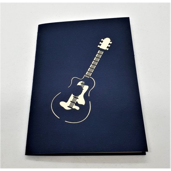 Handmade 3D Pop Up Card Guitar Happy Birthday Wedding Anniversary Valentine's Day Father's Day Graduation Blank Greetings Music Gift