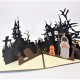 Handmade 3d Pop Up Halloween Card Ghost Town Church Tomb Stone Graveyard Haunted House Spider Web Bat Witch Broom Grim Reaper Gothic Party Invitation