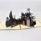 Handmade 3d Pop Up Halloween Card Ghost Town Church Tomb Stone Graveyard Haunted House Spider Web Bat Witch Broom Grim Reaper Gothic Party Invitation