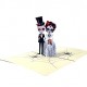 Handmade 3D Pop Up Halloween Card, Gothic Spider Noble Vintage Wedding Couple Skelton Bride Groom,Seasonal Greetings,Celebrations Card