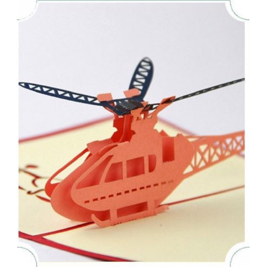 Handmade 3d Pop Up Greeting Card Birthday Christmas New Year Valentines Day Father's Day Mother's Day Graduation, Papercraft Gift For Airplane, Helicopter, Flight Fans Enthusiasts