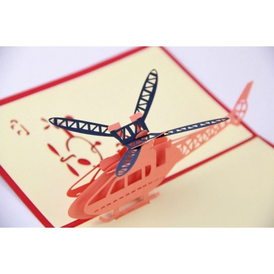 Handmade 3d Pop Up Greeting Card Birthday Christmas New Year Valentines Day Father's Day Mother's Day Graduation, Papercraft Gift For Airplane, Helicopter, Flight Fans Enthusiasts