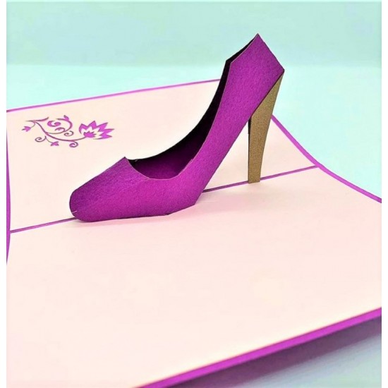 Handmade 3D Pop Up Card,purple High Heels,shoes,fashion Card,blank Greeting Card,thank You Card,birthday Card,celebrations Card,mother's Day Card,hen Party Card