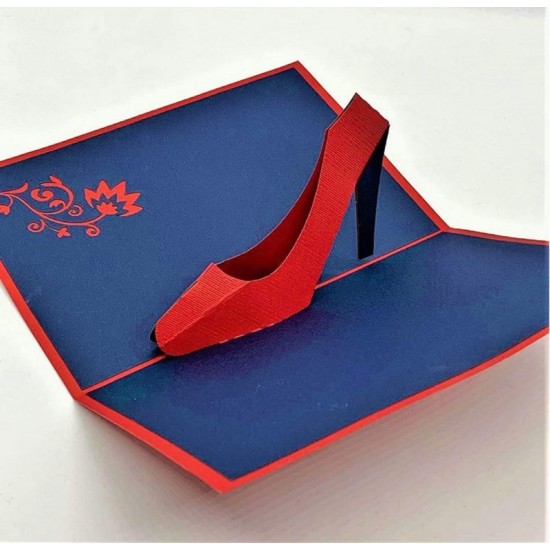 Handmade 3D Pop Up Card,blank Greeting Card,red High Heels Shoes,happy Birthday Card,wedding Anniversary Card,valentine's Day Card,bridal Shower,party Invitation