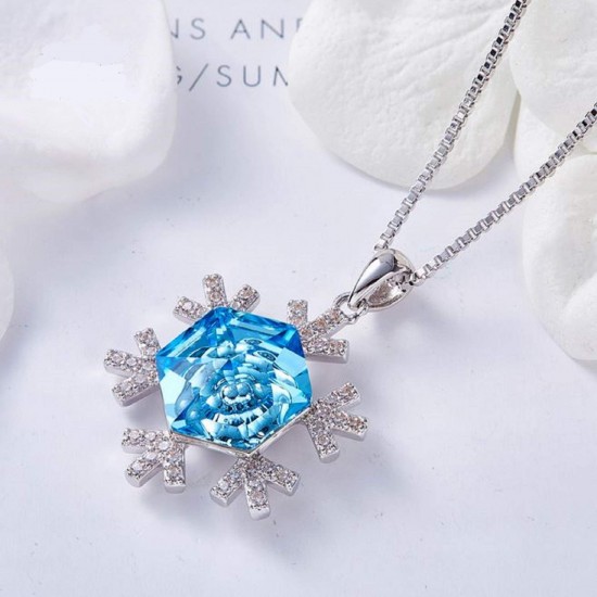 Swarovski Snowflake Blue Crystal Necklace Pendant Charm,wedding,christmas,valentines,engagement,bride,graduation,valentines,mothers Day Gift