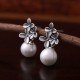 Sterling Silver 925 Pearl Osmanthus Flower Earrings Jewelry,valentines,wedding Anniversary,birthday,mother's Day,engagement,graduation Party